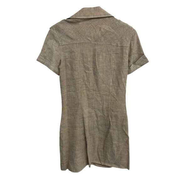 Trina Turk Beige Linen Blend Short Sleeve Lace-Up Front Utility Dress Sz 2 - Picture 2 of 10